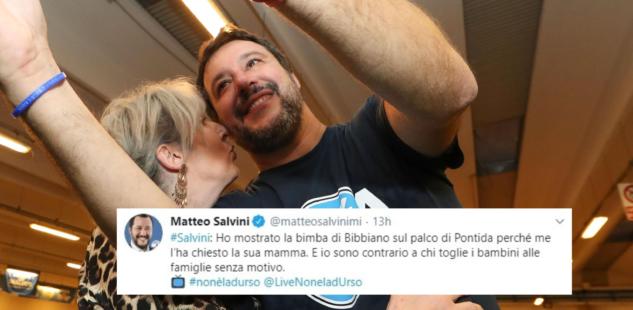 Salvini ci ricasca: ora la bambina esposta a Pontida torna a essere di Bibbiano article-post