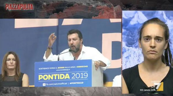Carola Rackete non ha mai detto la parola ‘Salvini’ a Piazzapulita