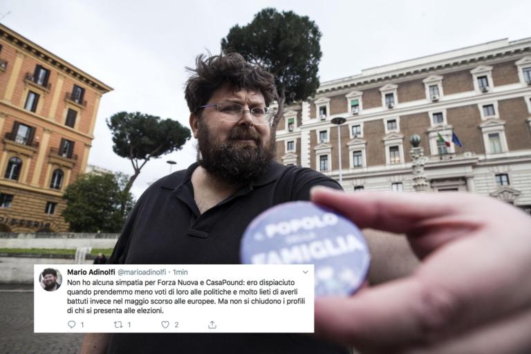Adinolfi sul blocco Facebook di Casapound: «Non si chiudono i profili di chi si presenta alle elezioni»