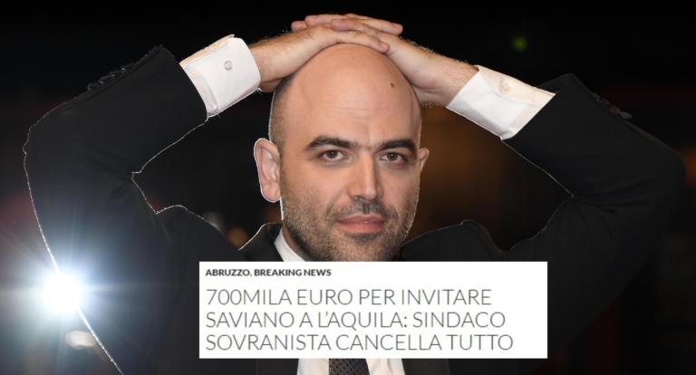 La bufala dei 700mila euro «per invitare Saviano» a L’Aquila