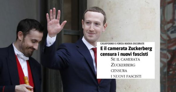 Facebook oscura CasaPound e Forza Nuova. E Il Giornale titola: «Zuckerberg camerata»