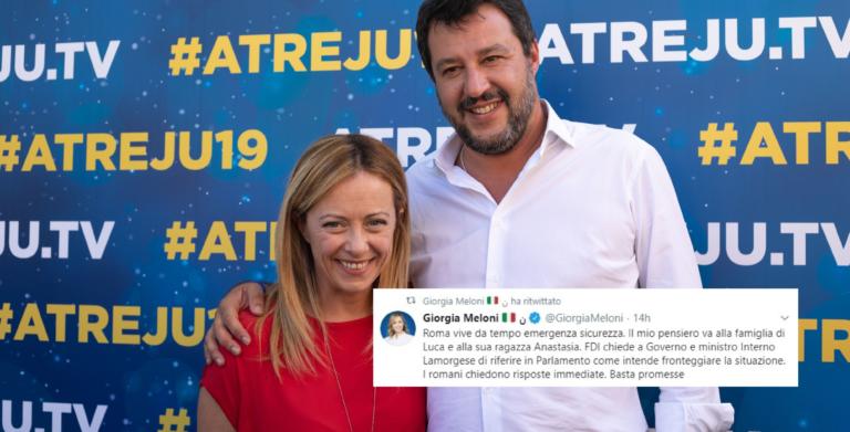 Dopo Salvini, ecco Meloni: chiede al governo di riferire sull’omicidio di Luca Sacchi