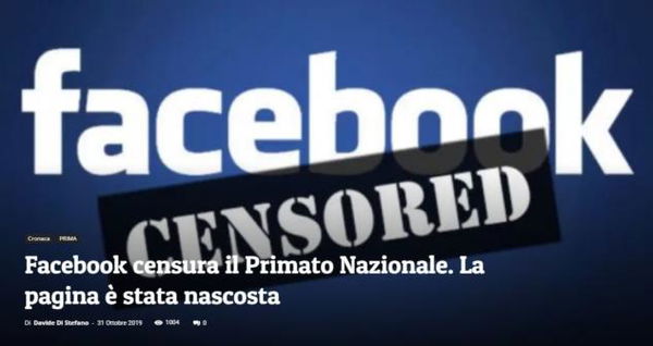 Facebook oscura la pagina social de Il Primato Nazionale