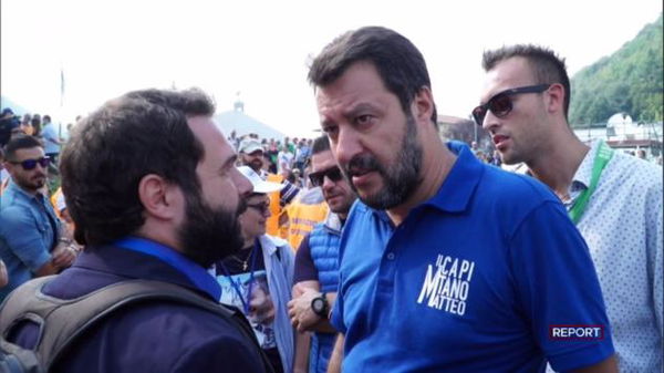 Report e la faccia di Salvini quando gli viene chiesto il perché degli incontri con l’oligarca russo