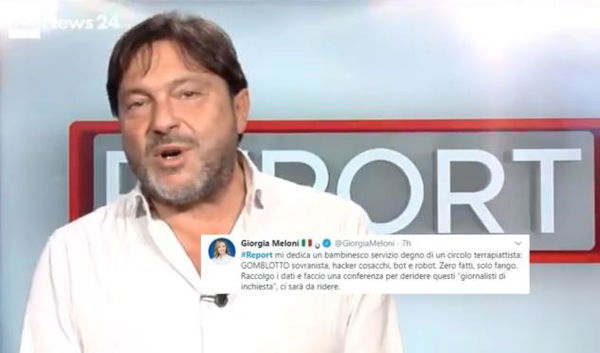 Giorgia Meloni dice che a Report è andato in onda un «bambinesco servizio degno di un circolo terrapiattista»