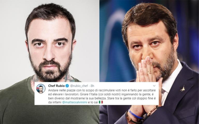 Chef Rubio: «Salvini si comporta da infame e sa di esserlo»