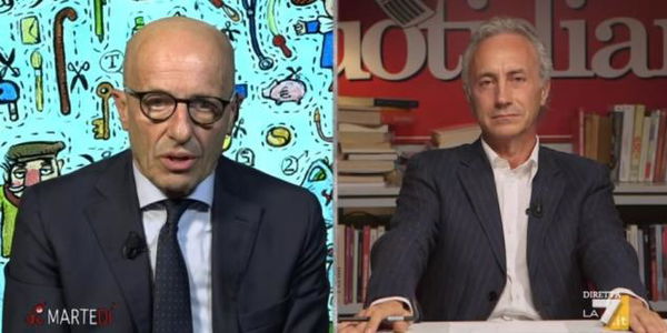 Sallusti a Otto e Mezzo: «Non è che Conte ha ‘venduto’ Salvini agli americani?». Ma Travaglio lo riprende