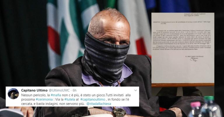 Sarà tolta la scorta al Capitano Ultimo. Lui twitta sarcasticamente: «La mafia non esiste, me la sarò cercata»