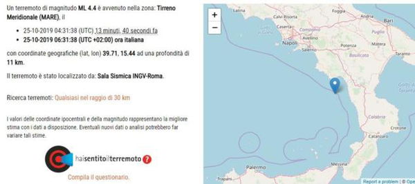 Paura in Calabria: la terra trema all’alba. Sisma da 4.4 di magnitudo