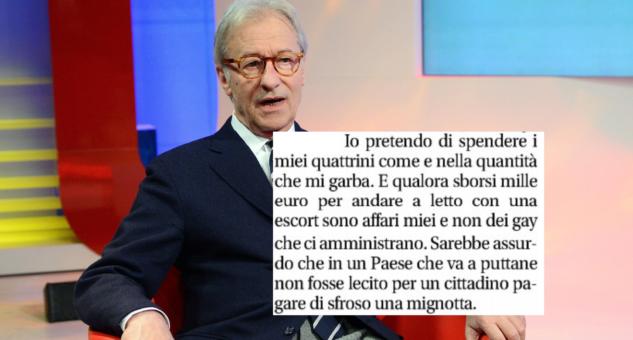 Feltri torna a parlare di governo «di gay» perché vuole esser libero di pagare una escort in contanti article-post
