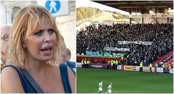 Il nuovo striscione del Celtic Glasgow contro Alessandra Mussolini