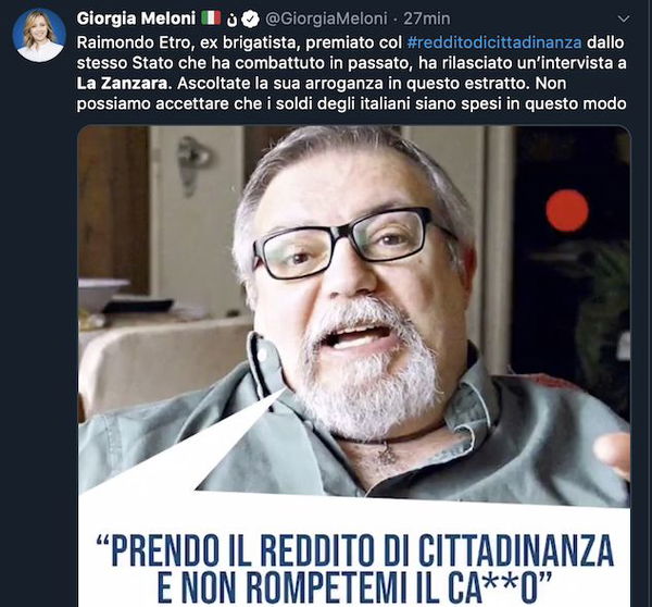 Raimondo Etro a La Zanzara: «Prendo il reddito di cittadinanza e non me ne frega un c****»