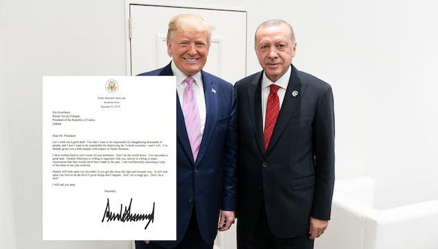 Erdogan ha gettato nel cestino la lettera di Donald Trump