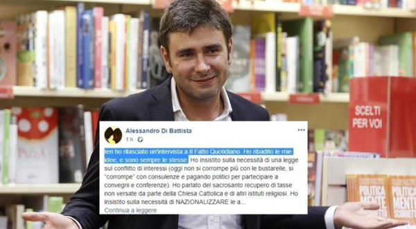 Di Battista ha confessato di dire sempre le stesse cose