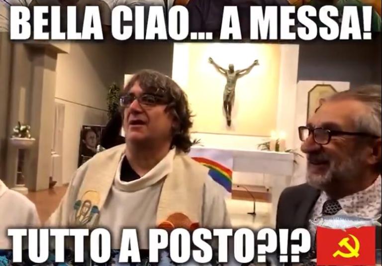 Il Sacerdote canta Bella Ciao dopo la messa e Salvini si chiede se è tutto normale | VIDEO