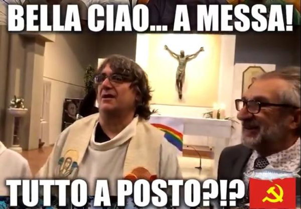 Il Sacerdote canta Bella Ciao dopo la messa e Salvini si chiede se è tutto normale | VIDEO