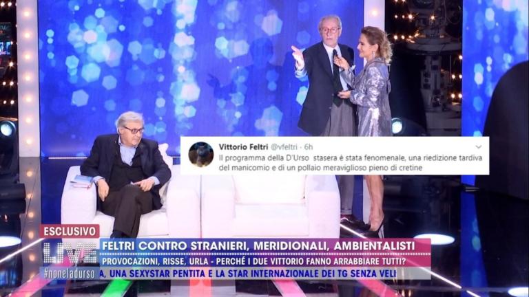 Vittorio Feltri insulta le ospiti di Barbara D’Urso e lascia lo studio | VIDEO