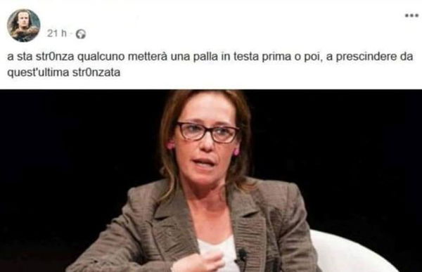 La minaccia social contro Ilaria Cucchi: «Prima o poi una pallottola in testa»