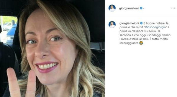 Giorgia Meloni ringrazia i social per il successo della hit «Io sono Giorgia»