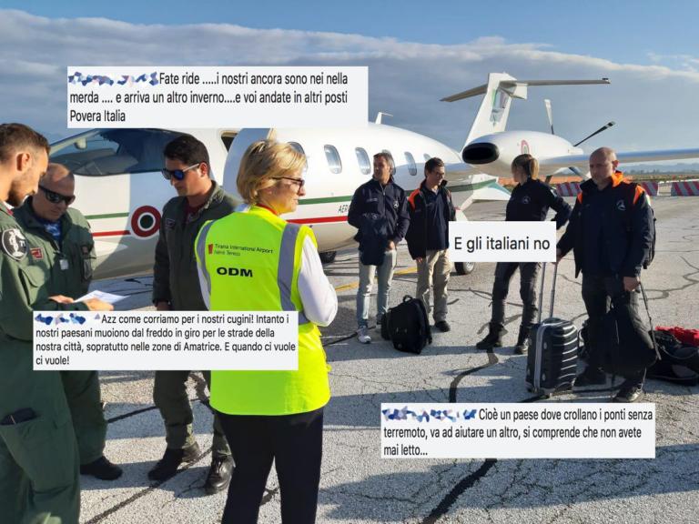 La Protezione Civile invia aiuti in Albania e sui social commentano: «E i terremotati italiani?»