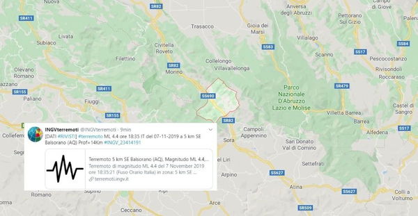 Terremoto in provincia de L’Aquila, magnitudo rivista a 4.4