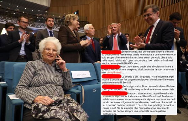 La scorta alla Segre, i commenti: «Potrebbe starsene a casa» o «Nel Paese problemi più seri, come Bibbiano»