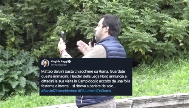 Virginia Raggi e il video di "Salvini, il chiacchierone solitario"