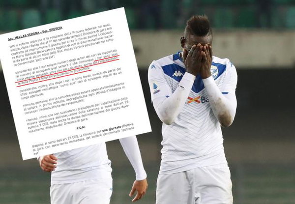 Il giudice sportivo smentisce tutti quelli che «i cori contro Balotelli a Verona non ci sono stati»