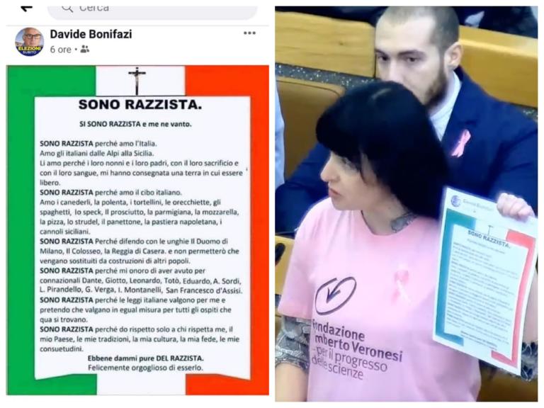 Il consigliere comunale della Lega che pubblica il manifesto «Sono razzista e me ne vanto»
