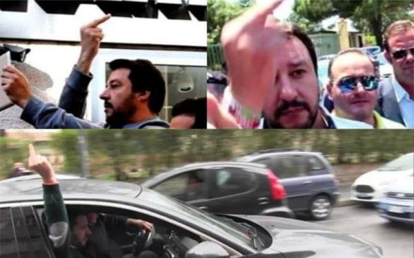 Il concetto di educazione secondo Salvini: il dito medio può farlo solo lui