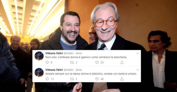 Per Vittorio Feltri «andare sempre con la stessa donna è diabolico. Cambiarla è igienico»