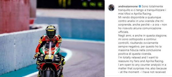 Andrea Iannone si dice tranquillo per la vicenda doping: «Ho la massima fiducia»