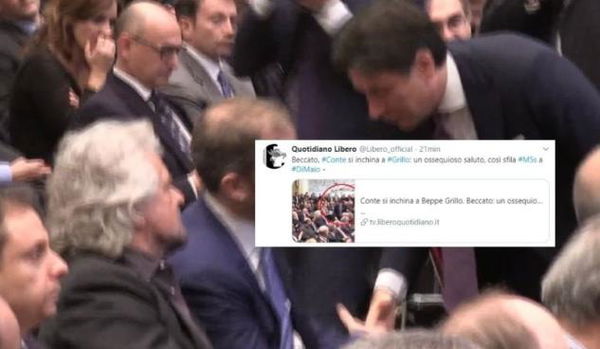 No, Giuseppe Conte non si è ‘inchinato’ a Grillo (come titola Libero)