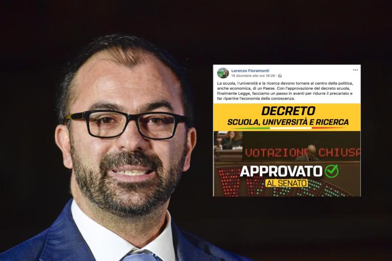 Eppure Fioramonti, una settimana fa, aveva postato la sua soddisfazione per l’approvazione del decreto scuola