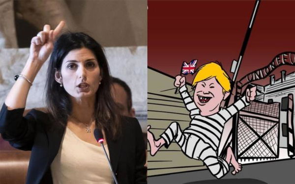 Virginia Raggi revoca l’incarico a Mario Improta dopo la vignetta su Brexit e Auschwitz