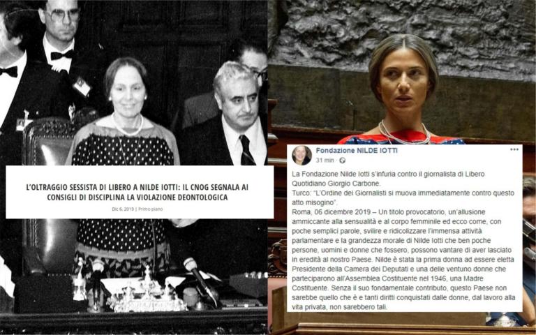 La Fondazione Nilde Iotti attacca l’articolo sessista di Libero e l’odg dice «no a chi fa male al giornalismo»