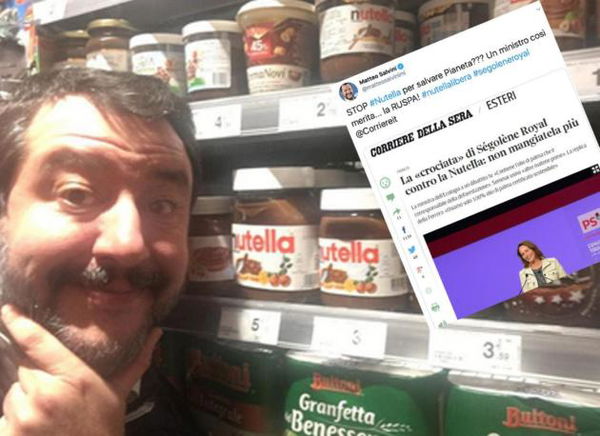 Quando Matteo Salvini diceva che bisognava usare la ruspa contro Ségolène che voleva boicottare la Nutella