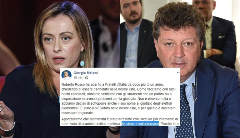 Giorgia Meloni ha «il voltastomaco» per l’arresto di Roberto Rosso