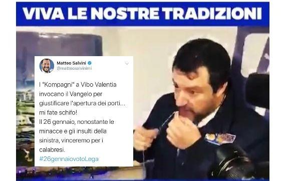 Salvini rivendica l’uso esclusivo dei simboli religiosi
