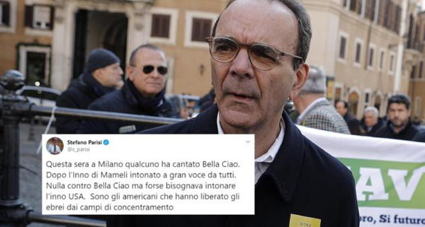 Secondo Parisi si deve cantare l’inno americano perché sono loro ad aver liberato gli ebrei dai campi di concentramento