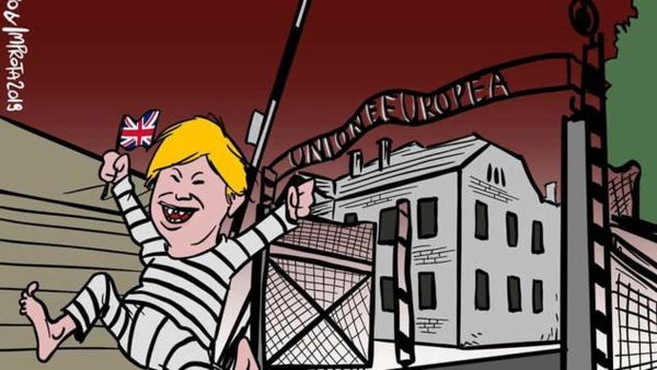 La vignetta di Marione sulla Brexit che paragone la UE ad Auschwitz