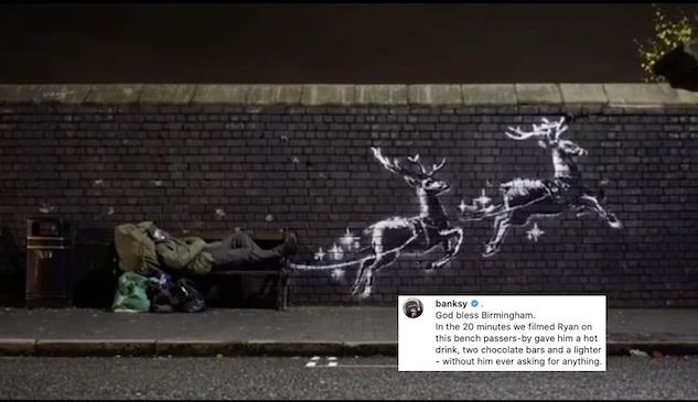 Banksy e il Natale: l’ultima opera a Birmingham è commovente