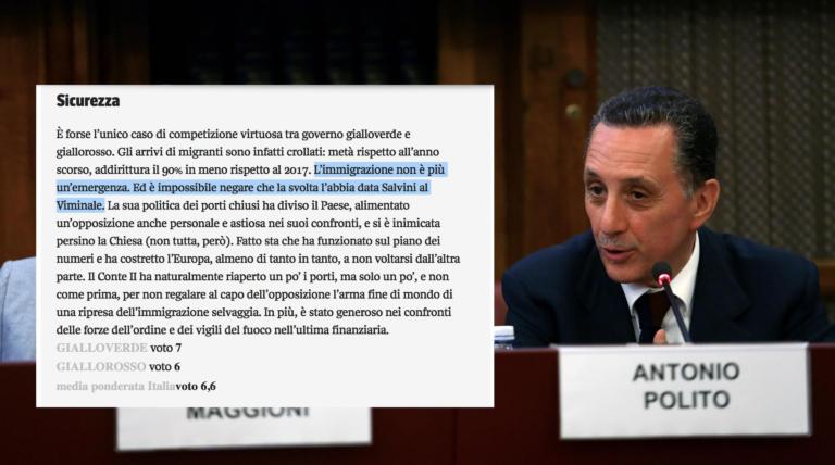 Antonio Polito sul Corriere dice che l’immigrazione non è più un’emergenza grazie alla svolta di Salvini