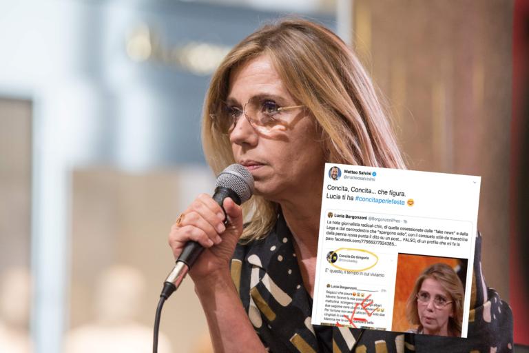 Concita De Gregorio condivide l’account parodia della Borgonzoni e Salvini la prende in giro sui social