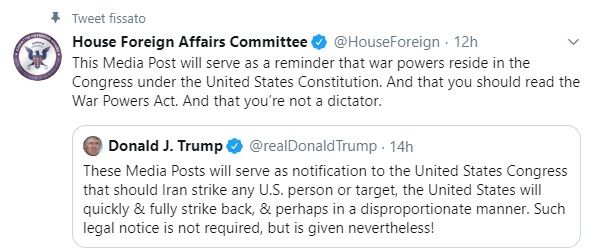 La Commissione Affari Esteri Usa ricorda a Trump la Costituzione: «Non siamo in dittatura»