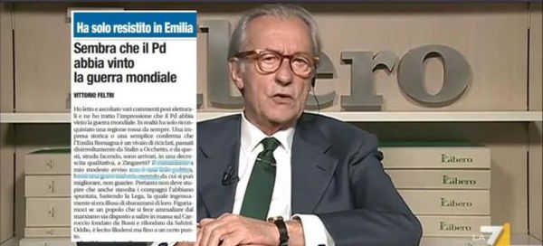 Vittorio Feltri: «Il comunismo è una malattia mentale e l’Emilia Romagna è un vivaio di riciclati»
