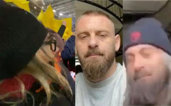 Daniele De Rossi, camuffato, era in Curva Sud a cantare cori contro ‘le mamme dei laziali’ | VIDEO