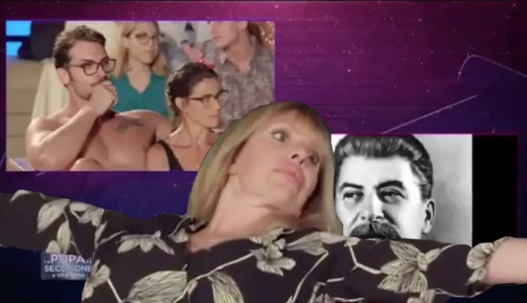 Alla Pupa e il Secchione scambiano Stalin per Mussolini davanti ad Alessandra Mussolini