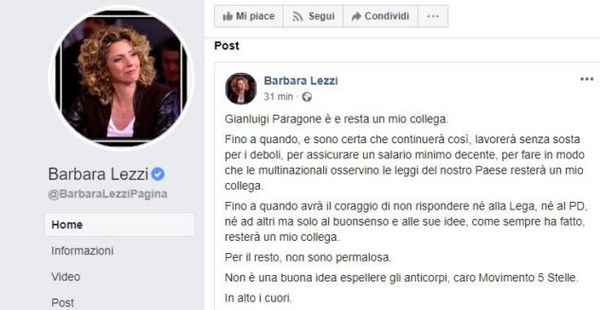 Lezzi difende Paragone e attacca il M5S: «Non è una buona idea espellere gli anticorpi»