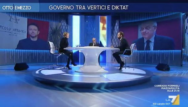 Marattin a Scanzi: «Non ti piaccio con la barba?». E il giornalista: «Inguardabile, ho altri gusti»